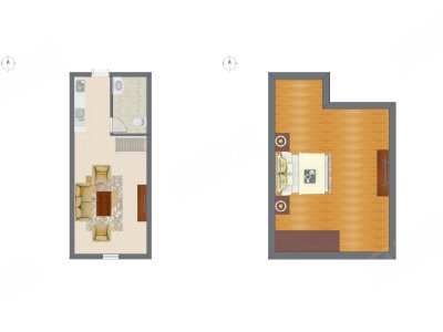 1室1厅 35.92平米户型图