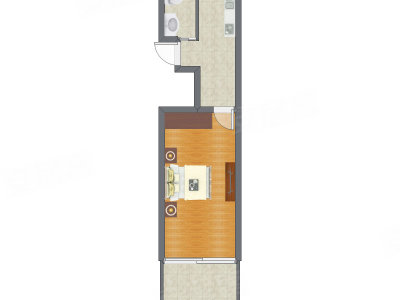 1室0厅 38.10平米户型图