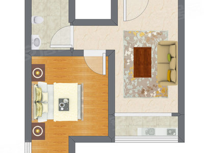 1室1厅 42.95平米户型图