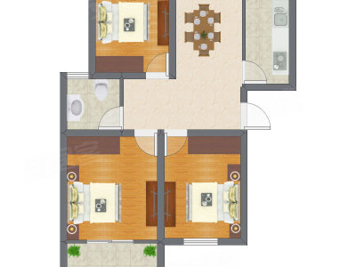 3室1厅 54.70平米
