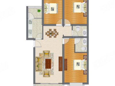 3室2厅 80.39平米