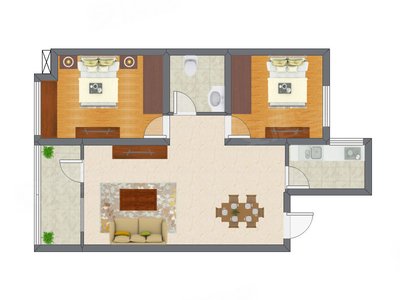 2室2厅 84.73平米