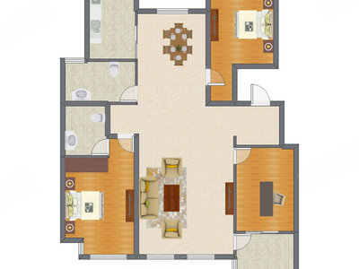 3室2厅 157.45平米户型图