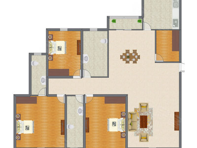 3室2厅 206.73平米