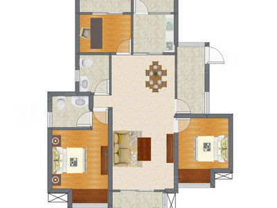 2室2厅 79.32平米户型图