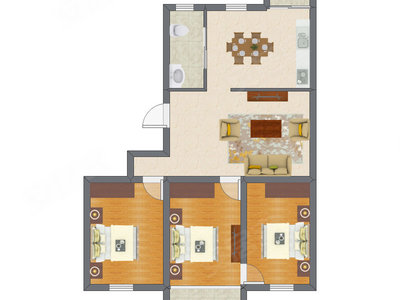 3室2厅 72.17平米