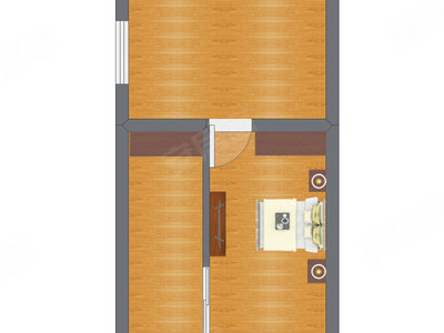 1室1厅 25.84平米户型图