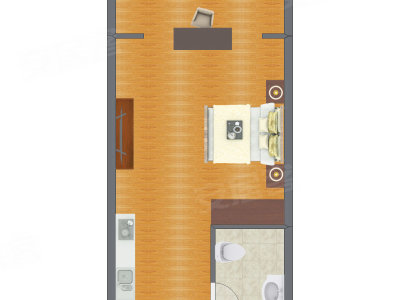 1室1厅 45.19平米户型图