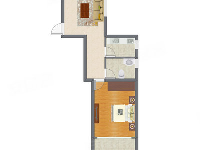 1室1厅 71.48平米户型图