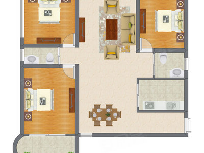 3室2厅 133.80平米户型图
