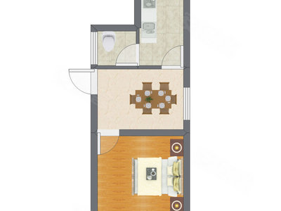 1室1厅 44.60平米