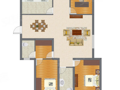 2室1厅 91.05平米户型图