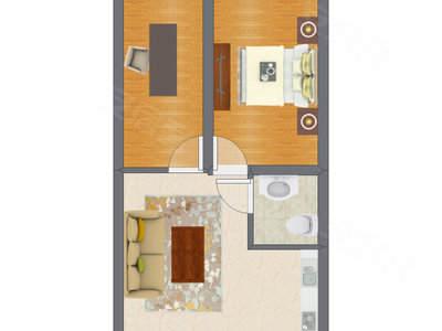 2室1厅 52.16平米