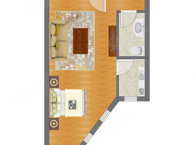 1室0厅 55.80平米户型图