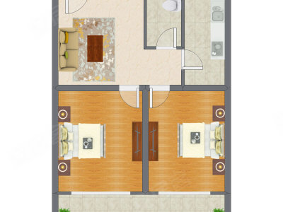 2室1厅 86.22平米