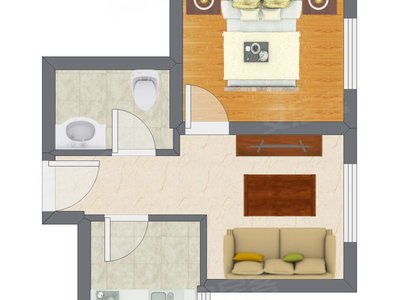 1室1厅 37.70平米