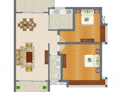 2室2厅 91.77平米户型图