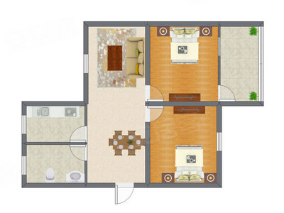 2室1厅 63.65平米