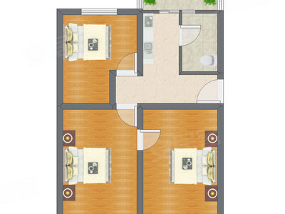 3室1厅 69.33平米