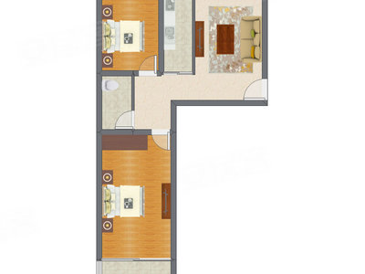 2室1厅 82.78平米户型图