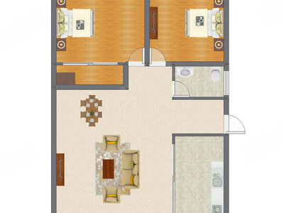2室2厅 74.87平米