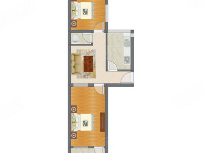 2室1厅 89.39平米户型图