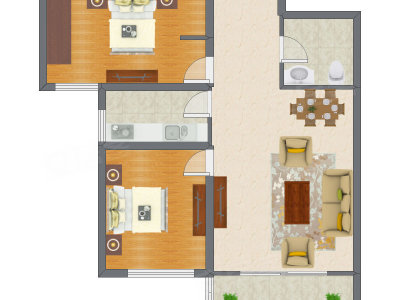 2室2厅 92.76平米户型图