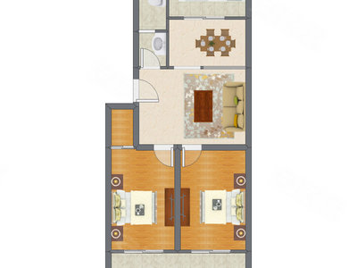 2室2厅 80.60平米户型图
