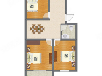 3室1厅 53.53平米