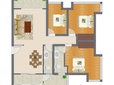 3室2厅 114.64平米