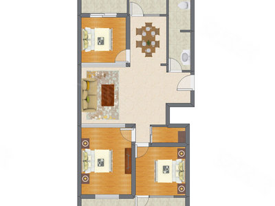 3室2厅 124.30平米户型图
