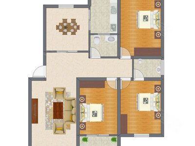 3室2厅 99.89平米