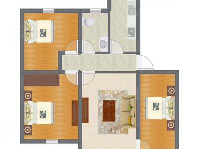 3室1厅 99.55平米户型图