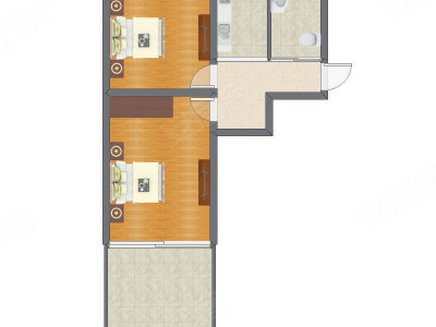 2室1厅 47.92平米户型图