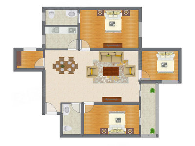 3室2厅 89.39平米