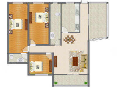 3室2厅 96.80平米