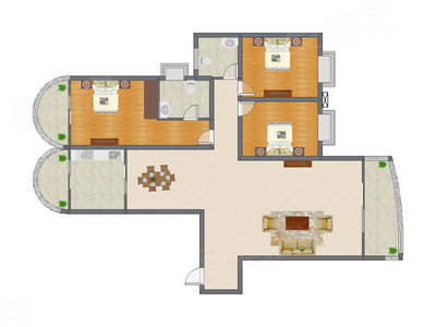 3室2厅 198.64平米户型图