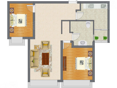 2室1厅 72.90平米