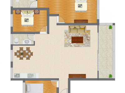 3室2厅 141.12平米户型图