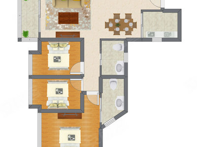3室2厅 101.17平米户型图