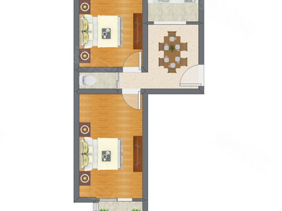 2室1厅 41.00平米户型图