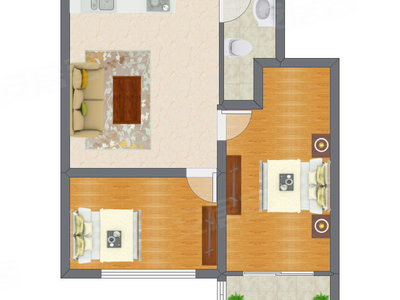 2室1厅 65.00平米户型图