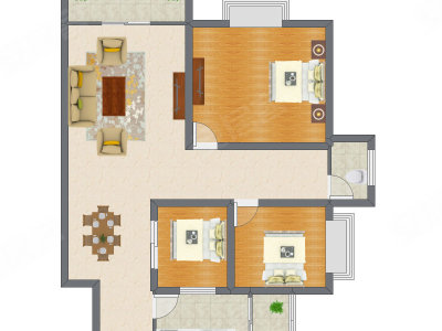 3室2厅 80.76平米