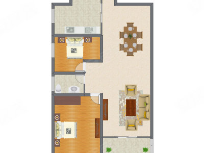 2室2厅 89.25平米户型图