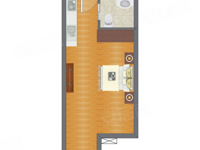 1室0厅 47.04平米户型图