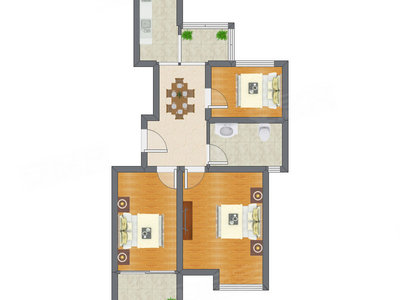 3室1厅 98.79平米