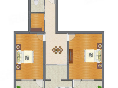 2室1厅 85.59平米户型图
