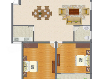 2室1厅 96.76平米