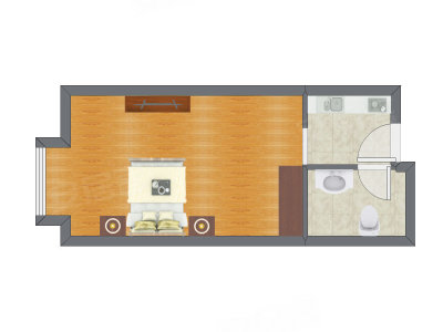 1室0厅 44.56平米户型图