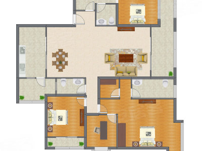3室2厅 224.04平米户型图